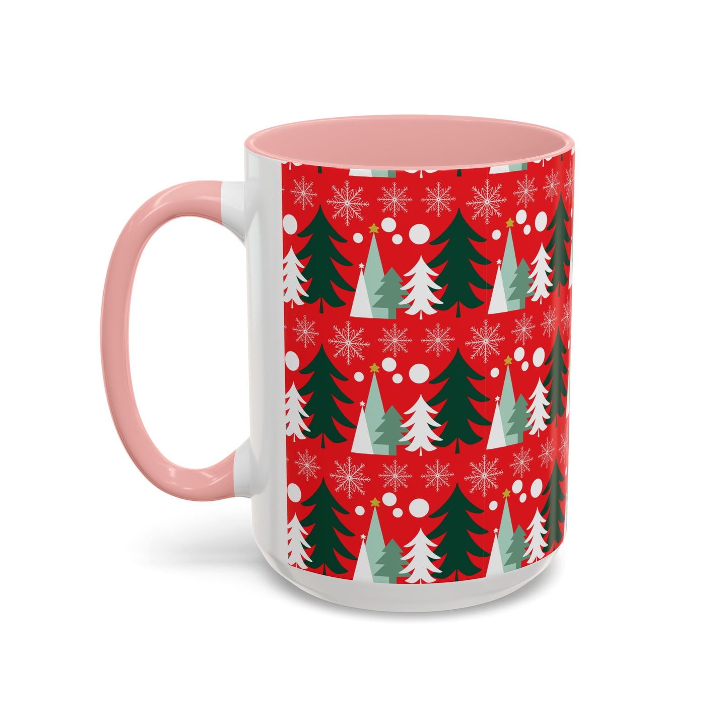 Christmas trees and snow falling Accent Coffee Mug (11, 15oz)