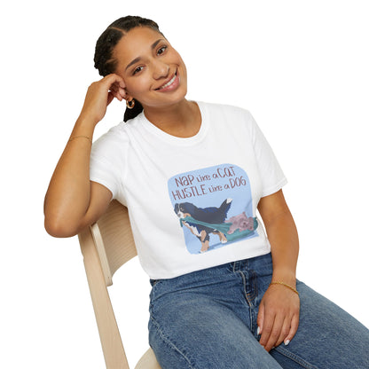 Nap Like a Cat, Hustle Like a Dog — Unisex T-Shirt