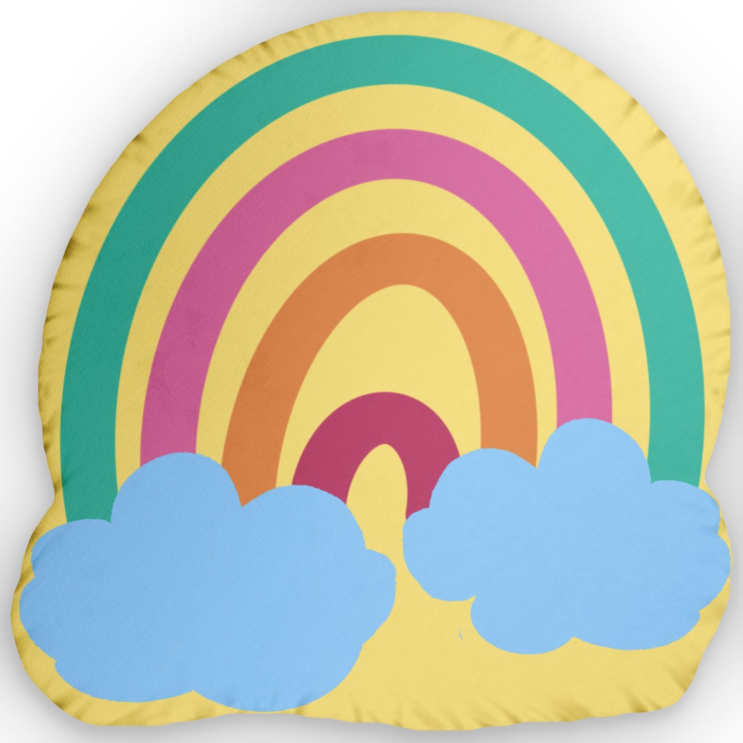 Custom Pillow - Rainbow Happy Days Blue Clouds Yellow Design