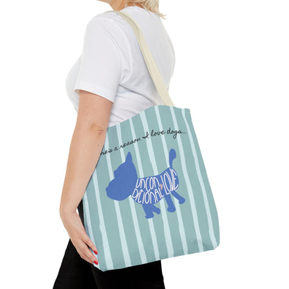 Dog Lover Tote Bag - Candy Blue Stripe - 3 Sizes Available