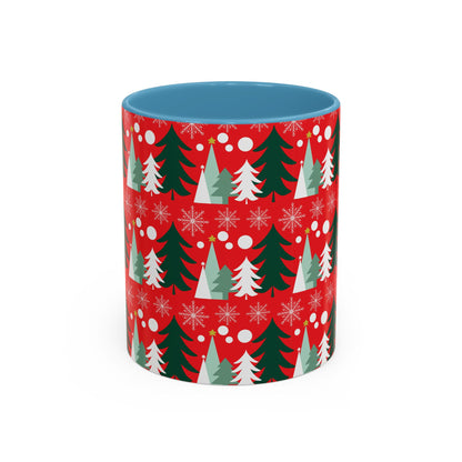 Christmas trees and snow falling Accent Coffee Mug (11, 15oz)