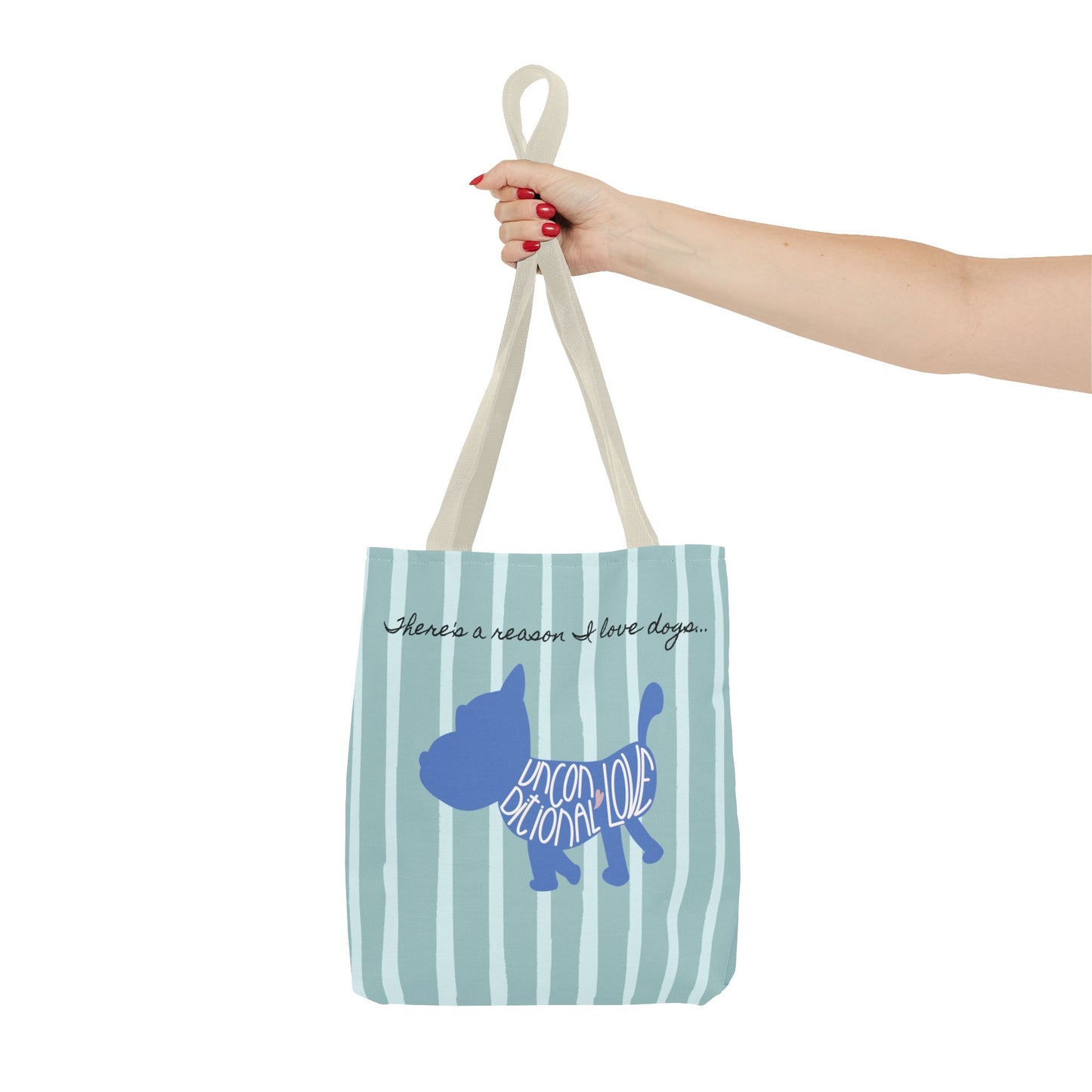 Dog Lover Tote Bag - Candy Blue Stripe - 3 Sizes Available