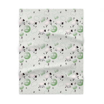 Counting Sheep in Mint Soft Fleece Baby Blanket