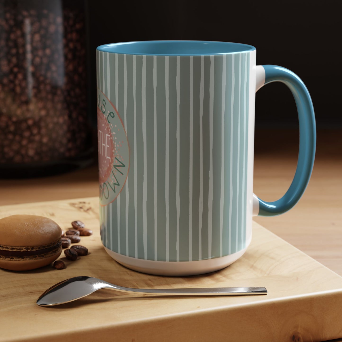 Pause Breathe Calm Down in Blue Candy Drip Stripes - Accent Coffee Mug (11, 15oz)