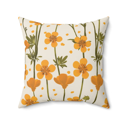 Autumn Orange Buttercup Spun Polyester Square Pillow