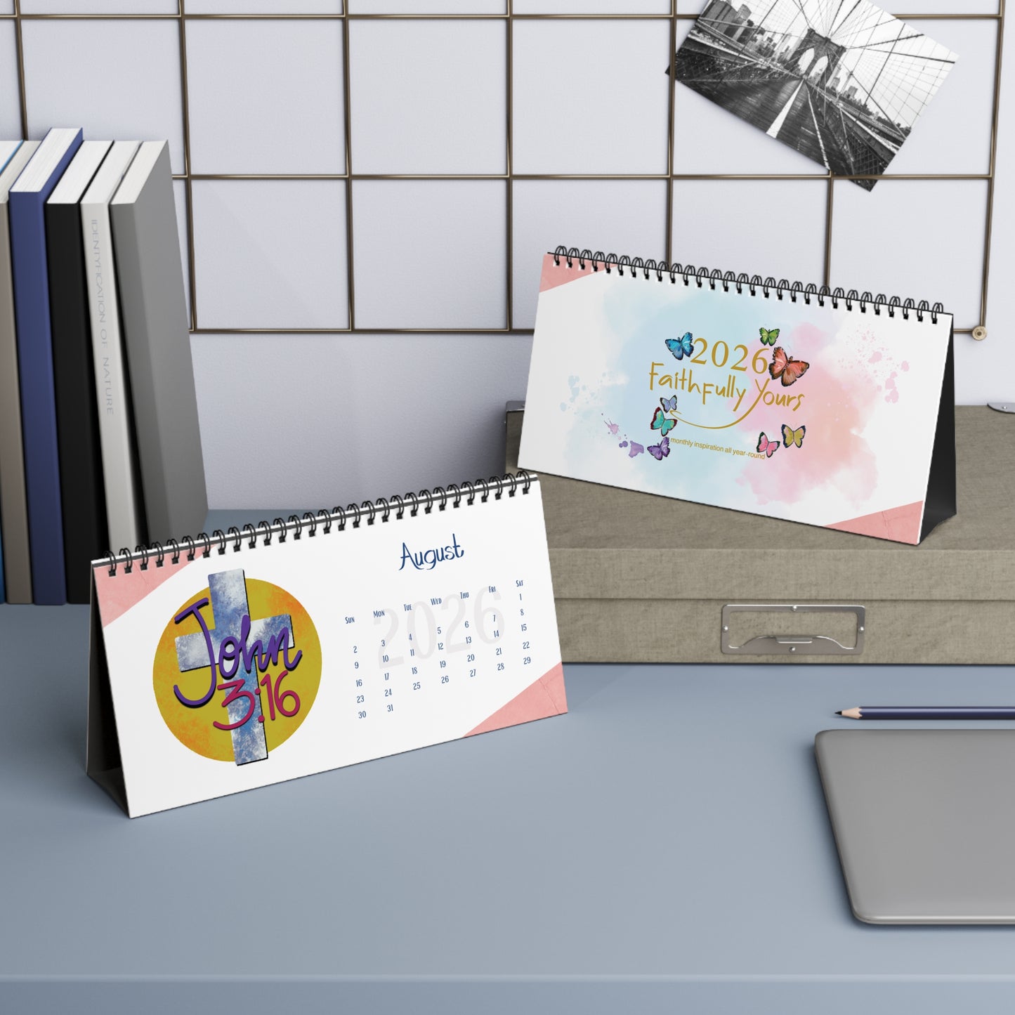 Colorful Butterfly Desktop Calendar | Inspirational Desk Decor, Yearly Planner, Office Gift, Mindfulness Reminder, 2026 Calendar