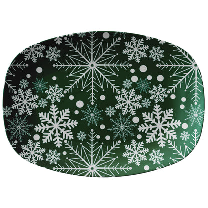 Green Snowflakes platter