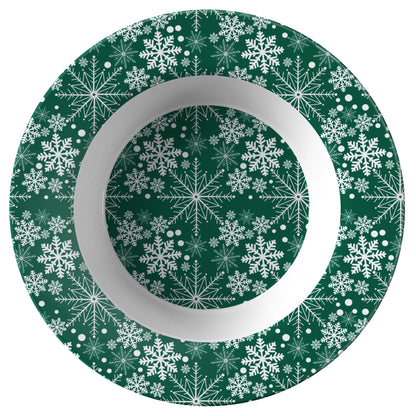 Snowflakes green bowl